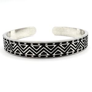 Fashion Silver Tone Metal Cuff Bracelet Costume Geometric Oxidized Southwestern